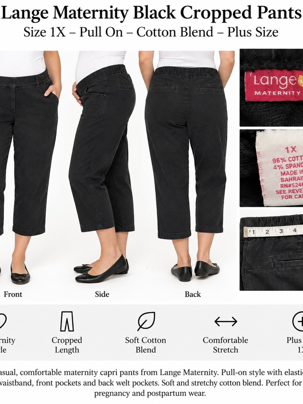 Liz Lange Black Maternity Cropped Jeans 14